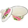 Dinnerware Sets Vintage Enamel Basin Oil Thicken Egg Mixing Storage Container Bowl With Lid Home Decorative