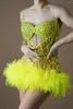 Abbigliamento da palco Abito con paillettes fluorescenti con strass completi Vestito da donna per feste Gogo Ballerino Costume Bar Dj Mini abiti Abiti rave