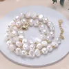 Natural Freshwater Pearls Baroque Shape Necklace Golden Small Bead S925 Sterling Silver Chain Fashion Jewelry Gifts for Women 240123