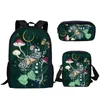 School Bags Belidome Print 3Pcs Bag Mushroom Moon Butterfly Floral Packsack For Teen Boys Girls Casual Backpack Kids Schoolbags