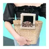 Totes Fashion Pearls Ganding Hands Handbags Handbags Luxury Chains Wicker Woven Bags Bodybody Sacs Lady Summer Beach Bali Straw Bagh24217