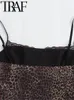 Kobiety z czołgów damskich Gal Leopard Satin Satin Women Camis Shis Bez pleców bez pleców koronkowy łokata szczupła kobiet