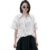 Women's Blouses Short-Sleeved Shirt Summer Personality Stereoscopic Cutting Irregular V-Neck Casual Loose Large Size