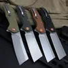 R7101 Flipper Folding Knife D2 Stone Wash Tanto Point Blade Flax Fiber with Stainless Steel Sheet Handle Ball Bearing Fast Open EDC Pocket Knives