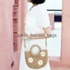 Сумки на плечо Новые маленькие свежие ручные сумки-мессенджеры с липким цветком соломенная сумка мини-ведро юаней тканые повседневные женские пляжные H24217