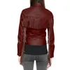 Kadın ceketler deri ceket tarzı kız çizgili kırmızı moda trend
