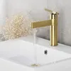 Wastafelkranen Geborsteld Goud Messing Wastafel Kraan Badrandcombinaties Koud En Water Mengkraan Zwart/Goud/Chroom/Rose