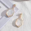 Dangle Earrings Jewelry Hexagon Resin Abalone Shell Drops For Women Pearls Statement Wholesale Female