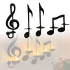 Bougeoirs Noir Musique Porte-Notes 4 pièces Fer Thé Lumière Support Symbole Musical Décor Pour La Salle De Classe De Bureau À Domicile