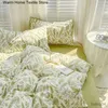 Bedding sets Ins Green Pastoral Floral Leaves Duvet Cover With Case Bed Sheet Kids Girls Bedding Set King Queen Bed Linen
