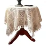 Nappe de Table en Crochet ajourée, décoration de maison, rectangulaire, avec pompon, Beige, pour chambre à coucher, café, salon, tapis E018