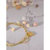 Pulsera de doble capa con corazón de moda, textura de oro de 14 quilates, joyería elegante con dijes, regalo de verano