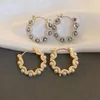 Boucles d'oreilles créoles en Zircon pour femmes et filles, bijoux de luxe légers et rétro français, à reflets en perles, mode coréenne