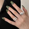 Cluster Rings BF Club 925 Sterling for Women Big Heart Fashion Geometric Vintage Handgjorda oregelbundna ringfestgåvor