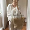 Sacs à bandoulière décontracté simples et généreux sans décoration couleur unie Net creux texturé sac tissé sacs à main en paille populaires 37x25CMH24217