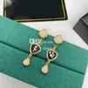 Black Agate Earrings Water Drop Dangles Earrings Stylish Women Letter Gold Plated Earrings Eardrops With Box