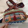 Сумки на плечо женские в народном стиле на талии с регулируемым ремешком разноцветные поясные сумки с декором из бахромы Pochete Feminina Rionera BeltH24217