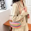 Shoulder Bags Rainbow strawiped Fanny Pack Bum Bag Casual straw Woven Waist Adjustable strawap Simple Portable Colorful for Weekend VacationH24217