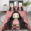 Conjuntos de cama dos desenhos animados demon slayer conjunto de cama capas edredão japão anime 3d impresso consolador conjuntos roupa cama (sem folha)