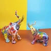 Vibrant Elephant Figurine Colorful Elephant Resin Ornaments Home Living Room Porch Wine Cabinet Desktop Modern Decoration Craft 240129