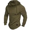 Autumn Winter Mens Fleece Hoodie Jacket Warm Casual Long Sleeve Sweatshirt Solid Randig Pleated Pullover Coat Thick Clothing 240123