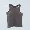 LL yogajurk dames sport korte tanktop hoge elastische gebreide rib bovenkleding zomer nylon comfortabele riem borstkussen