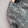 Женская структурированная укороченная куртка с узором «елочка» и блестками с круглым вырезом High Street Chic Потрясающий модный дизайн S 240202