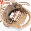 Bolsas de ombro Yogodlns Rodada Palha Mulheres Verão Raan Bolsa andmade Tecido Beac Crossbody Círculo Boemia andbag Senhora bolsoH24217