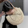 Axelväskor runda halm strandpåse vintage handgjorda vävda handväskor raffia kvinnor reser bohemisk sommarlov casual totes bagh24217