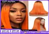 جزء أسود S Ombre Color Short Bob 1Borange Human Hair Front Straight Brazilian Remy for Women Glueless Lace Closure wig7251924