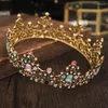 Grampos de cabelo Barroco Coroa Strass Pageant Diadema Noiva Cor de Ouro Flor de Cristal Tiaras de Noiva Tiaras Acessórios para Presentes de Casamento