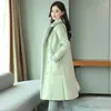 여자 트렌치 코트 겨울 롱 스웨이드 재킷 옷 모직 숄 따뜻한 단색 2024 Ladies Lamb Wool 코트