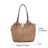 Shoulder Bags Casual Large Capacity Straw Tote Bag Hollow Woven Women Summer Beach Lady Handbag Big Shopper Travel Sac 2023H24217