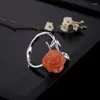 Cluster Rings Southern Red Agate Rose Flower Ring Women's Open S925 Sterling Silver Fashion Graceful Personality To Give Mom Gift Ornament