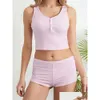 Vêtements de nuit pour femmes Chronstyle Femmes 2 pièces Pyjama Ensembles de couleur unie Débardeurs d'été et shorts de taille élastique Loungewear Nightwear Drop Otxok