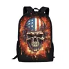 School Bags USA Flag Mens Boys American Skull Print Cool Backpack Patriotic Knapsack Daypack Rucksack