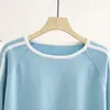 Kvinnors tröjor plus storlek Fashion Autumn Jumper Striped Splice Raglan Sleeve Tops som täcker garn Sticked Pullover 3XL 240202