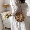 Shoulder Bags Summer ollow Round Straw Bag For Women Casual Woven andmade Crossbody New Trendy Raan Beac Designer Circle andbagH24217