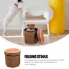 Pillow Wooden Pile Storage Stool Household Folding Stools Multi-functional With Lid Sundries Holder Low