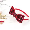 Akcesoria do włosów 1PCS świąteczny opaska na głowę Plaid Red Green Snowflake Print Bow Band Fryzura Dzieci