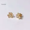 Van Clover Cleef Boucle d'oreille Designer Boucles d'oreilles Vanly Boucles d'oreilles V Gold High Edition Trèfle Boucles d'oreilles pour femmes Plaqué épais Or rose 18 carats Nouveau Mini Full Diamond Petal Flo