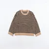 Women's Sweaters Women Autumn And Winter Round Neck Striped Long-sleeved Cashmere Casual Knitted Pullover Sweater