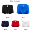 Underpants Summer Men Ice Silk Boxer Bulge Pouch Smooth Hight-Elasticity Underwear Low Rise Shorts Panties Soft Solid Trunks