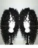 Full spets mänskliga hår peruker för svarta kvinnor Greatremy Malaysian Virgin Hair Wavy Curly Front Lace Wigs With Baby Hair1802751