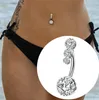 Crystal Navel Ring Bar Barbell Drop Dangle Bell Piercing Nombril Ombligo Navelringen Mannen Vrouwen Lichaam Sieraden3583484