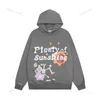 Heren Hoodies Sweatshirts Retro Letter Schedel Schuim Graffiti Schuimprint Fleece Hoodies voor Heren Voorzak Pullover Grijs Zwart Sweatshirt met capuchon Oversized T240217