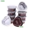 Baking Moulds Mods 10Pcs 55Ml Heart Shaped Aluminum Foil Cake Pan With Lid Pudding Cupcake Cup Cheese Tools Mod Kitchen Accessories Dr Otty0