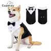 Hundkläder Tuxedo Suit och Bandana Set Dogs Wedding Party BLID SHIRT Formell klädsel