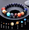 Meilleures ventes en Europe et en Amérique Bracelets à brins de perles Sable bleu naturel Huit bracelet planétaire Système solaire de la galaxie cosmique6142215