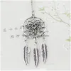 Pendentif Colliers Vente Dream Catcher Feaher Creux Pendentif Collier Pour Femmes Taille Réglable Sier Placage Chaîne À La Mode Jewe Dhgarden Dhvy6